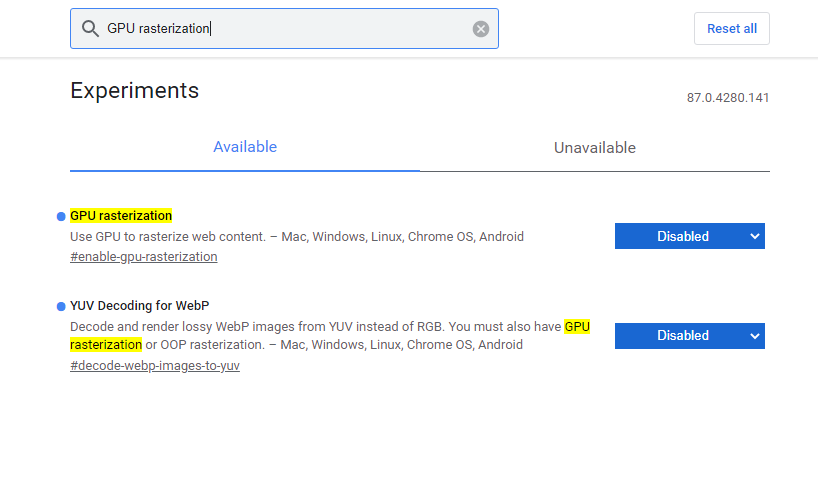 Chrome GPU 设置